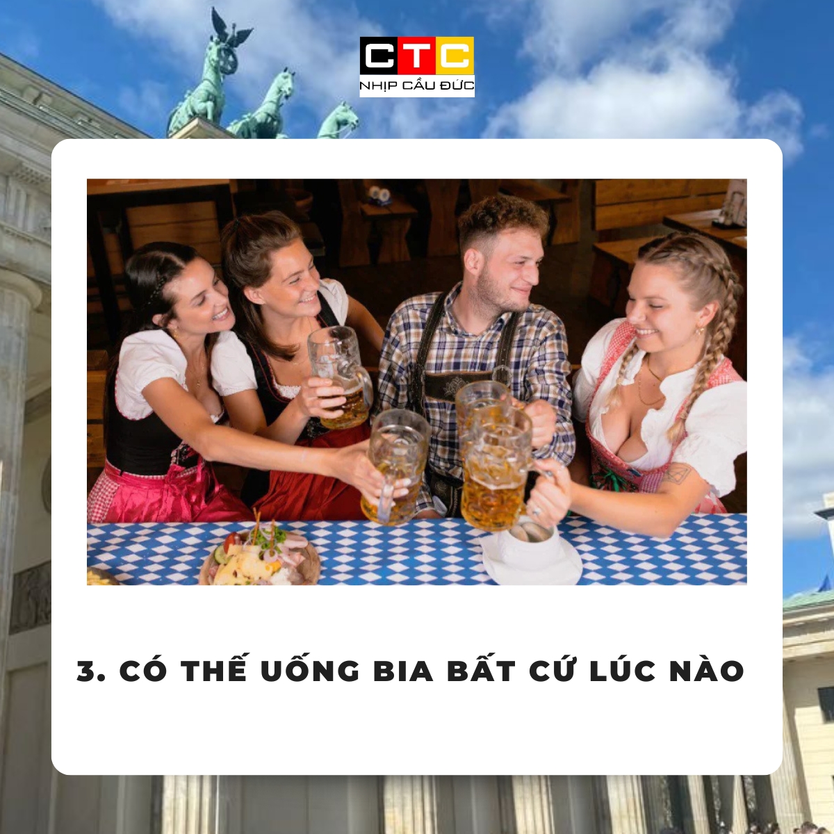 Người Đức có thể uống bia bất cứ lúc nào Người Đức có thể uống bia bất cứ lúc nào