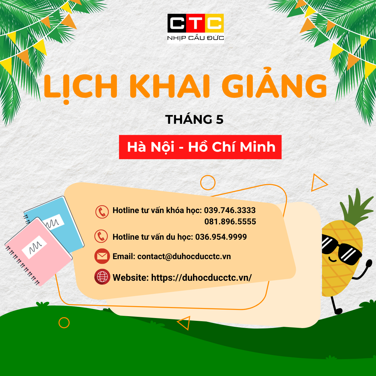 LỊCH KHAI GIẢNG THÁNG 5.2024
