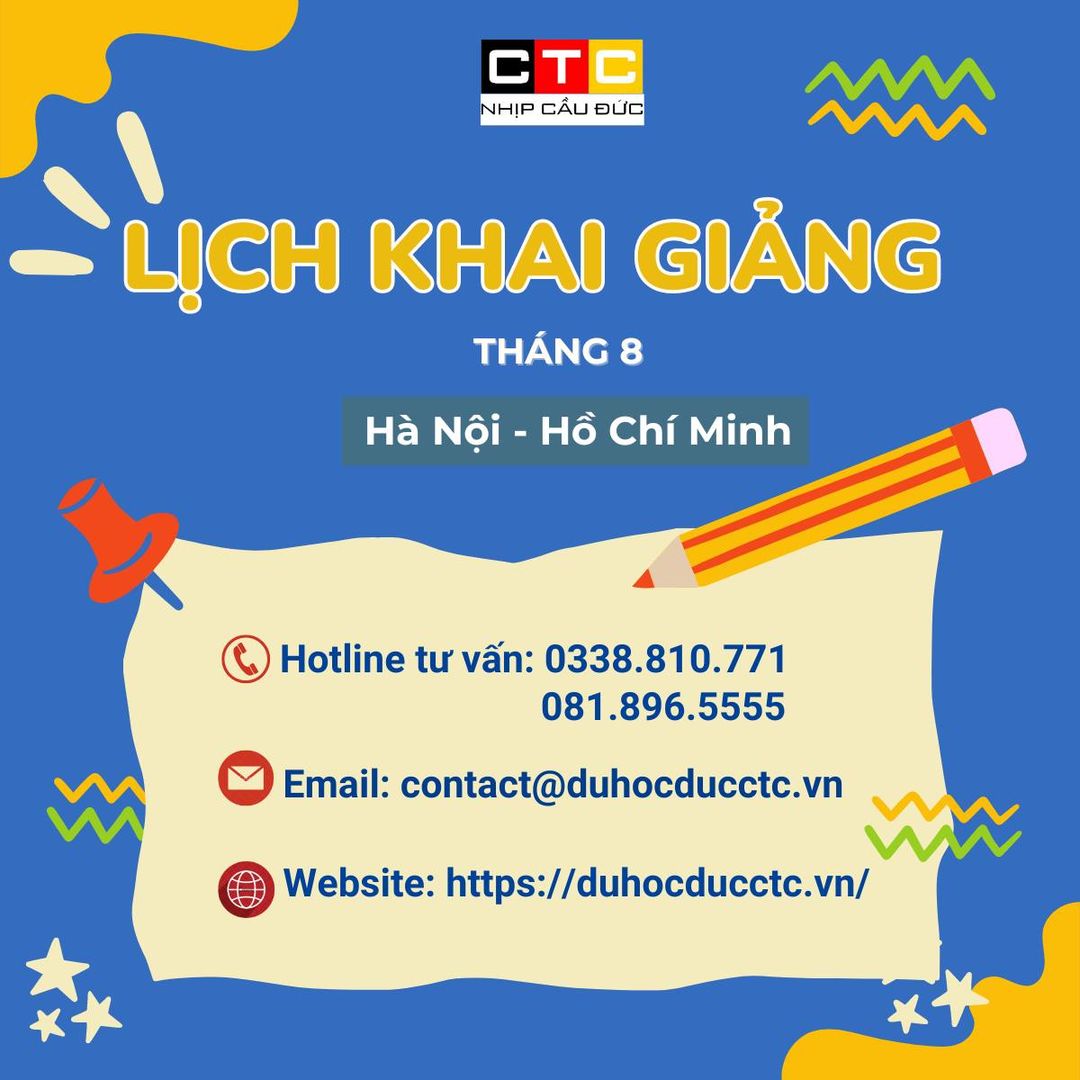 LỊCH KHAI GIẢNG THÁNG 8.2024