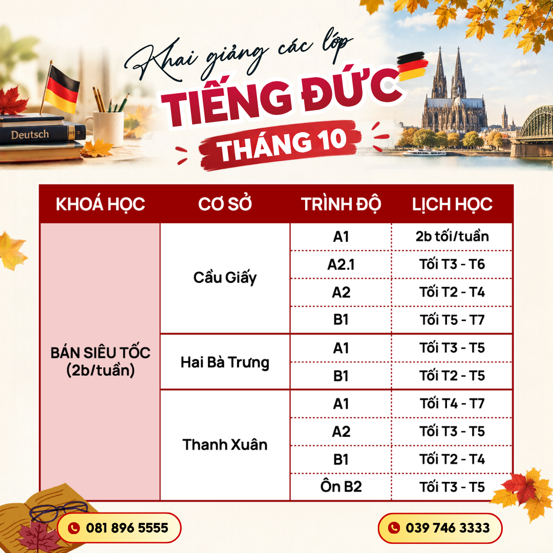 KHAI GIẢNG CÁC LỚP TIẾNG ĐỨC THÁNG 10