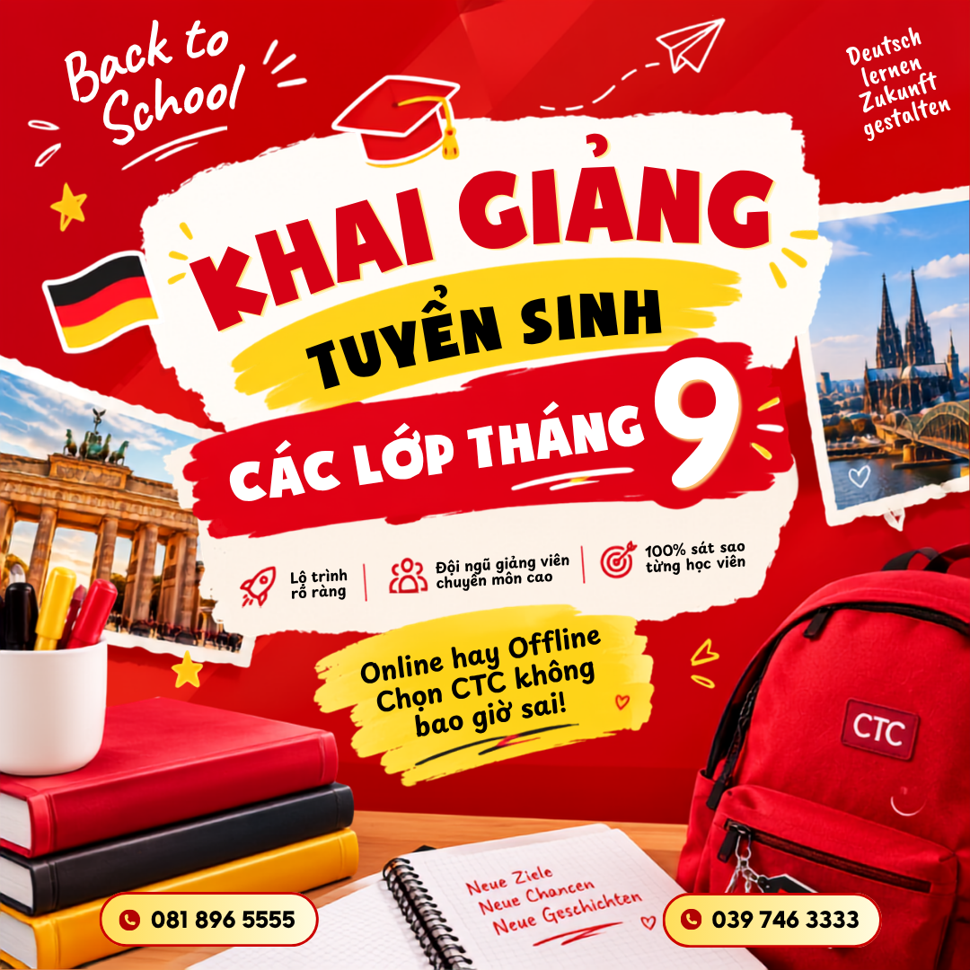 KHAI GIẢNG CÁC LỚP TIẾNG ĐỨC THÁNG 9 – SẴN SÀNG CHO MỘT KHỞI ĐẦU MỚI!