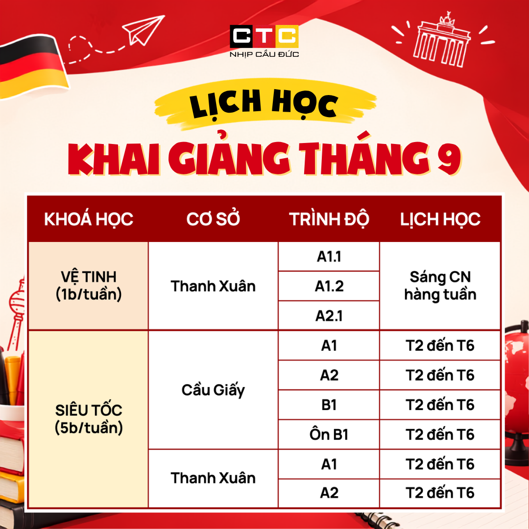 KHAI GIẢNG CÁC LỚP TIẾNG ĐỨC THÁNG 9 – SẴN SÀNG CHO MỘT KHỞI ĐẦU MỚI!