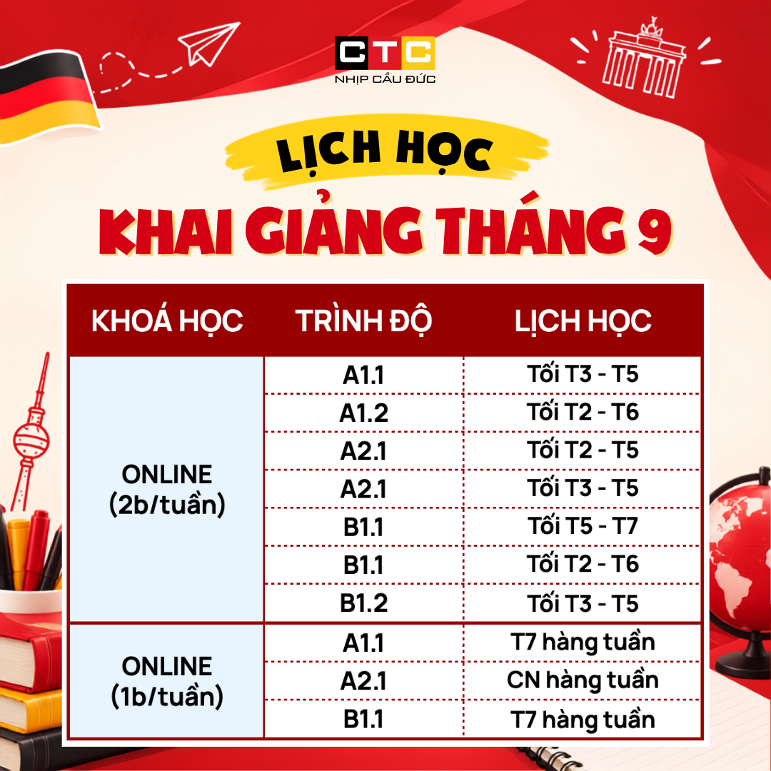 KHAI GIẢNG CÁC LỚP TIẾNG ĐỨC THÁNG 9 – SẴN SÀNG CHO MỘT KHỞI ĐẦU MỚI!