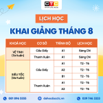 LỊCH KHAI GIẢNG VÀ TUYỂN SINH BỔ SUNG THÁNG 08.2026