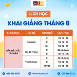 LỊCH KHAI GIẢNG VÀ TUYỂN SINH BỔ SUNG THÁNG 08.2026